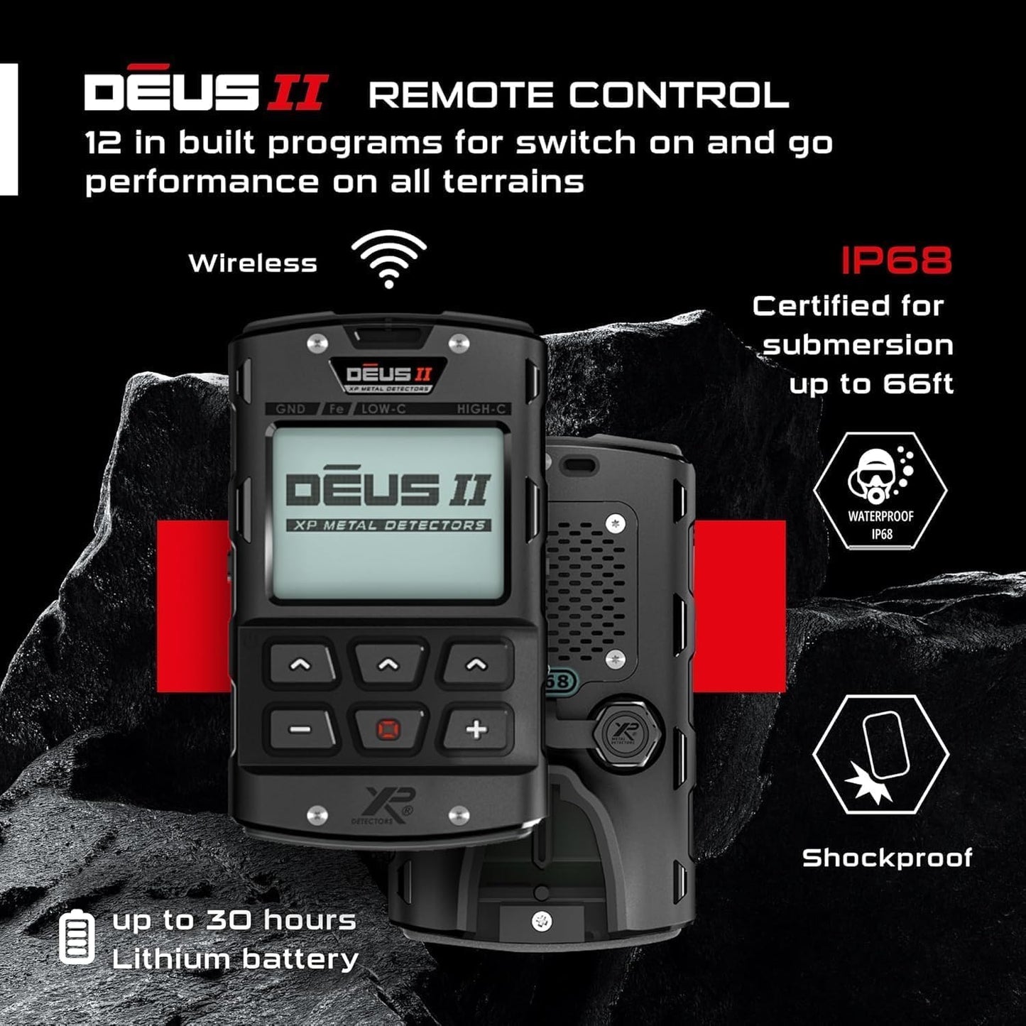 XP Metal Detectors Deus II - 11" FMF Coil with MI-6 pinpointer & WSAII Headphones Bundle - Waterproof and Fully Wireless - with Remote Control & S-Telescopic stem